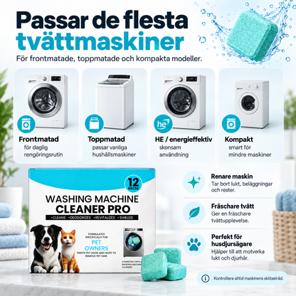 Rengöringstabletter för tvättmaskin – mot smuts, lukt, kalk och djurhår