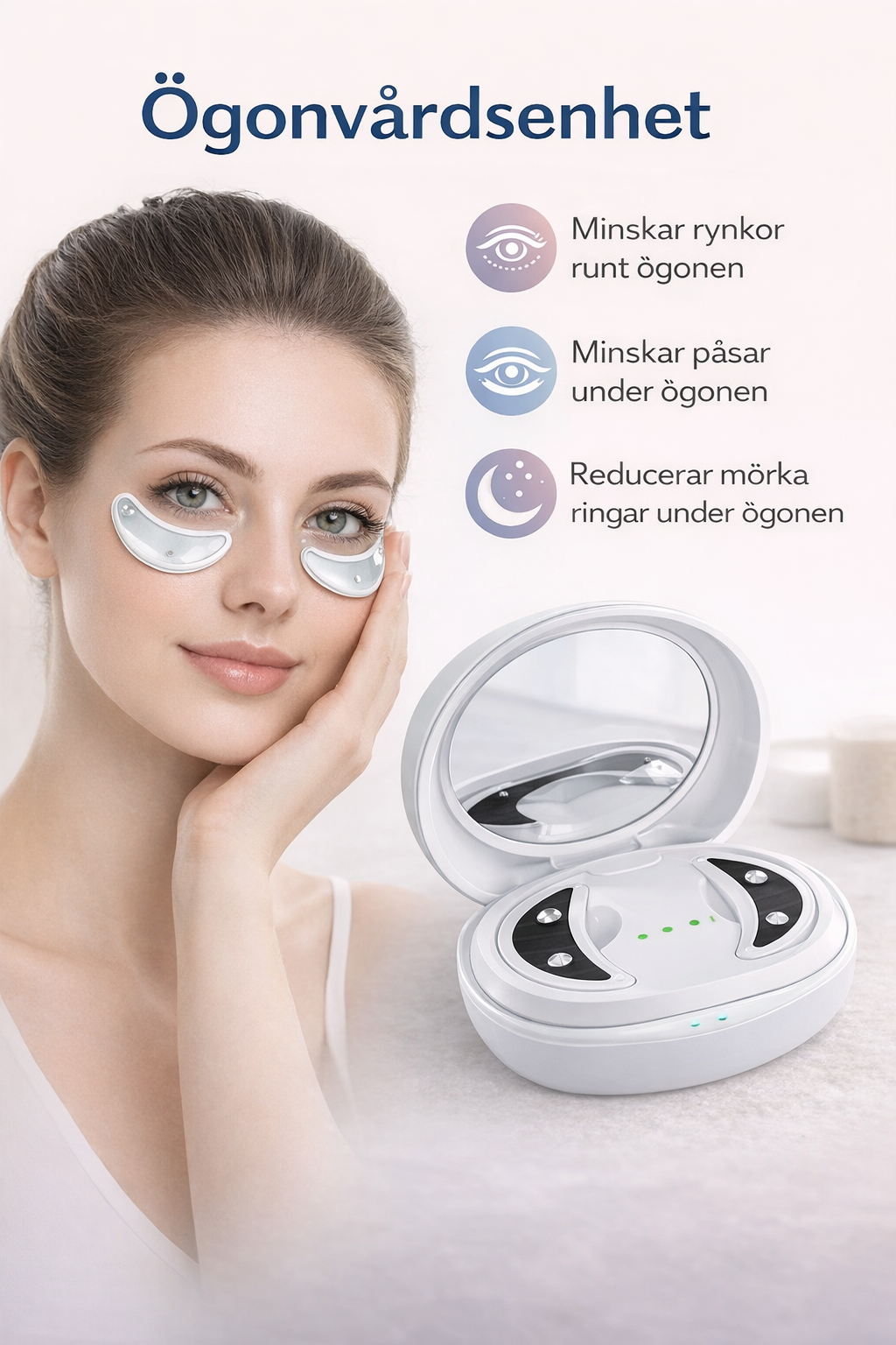 Elektroniska ögonpatchar med rött ljus och mikroström – mot mörka ringar