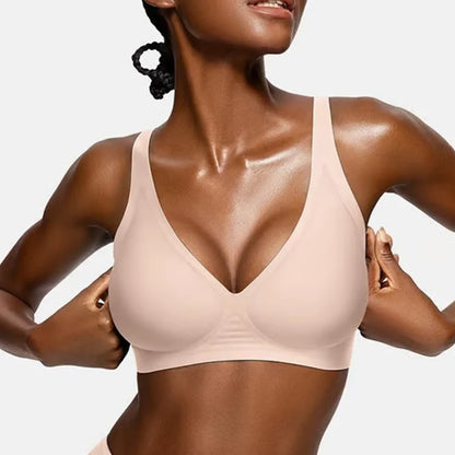 Extra Comfort – Bygellös Push-Up BH med Lyft & Djup V-ringning