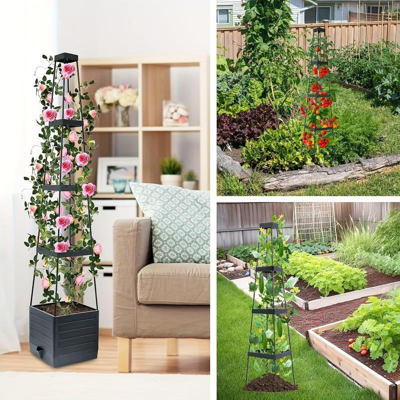 Selvvandende plantetårn med espalier - til blomster og klatreplanter