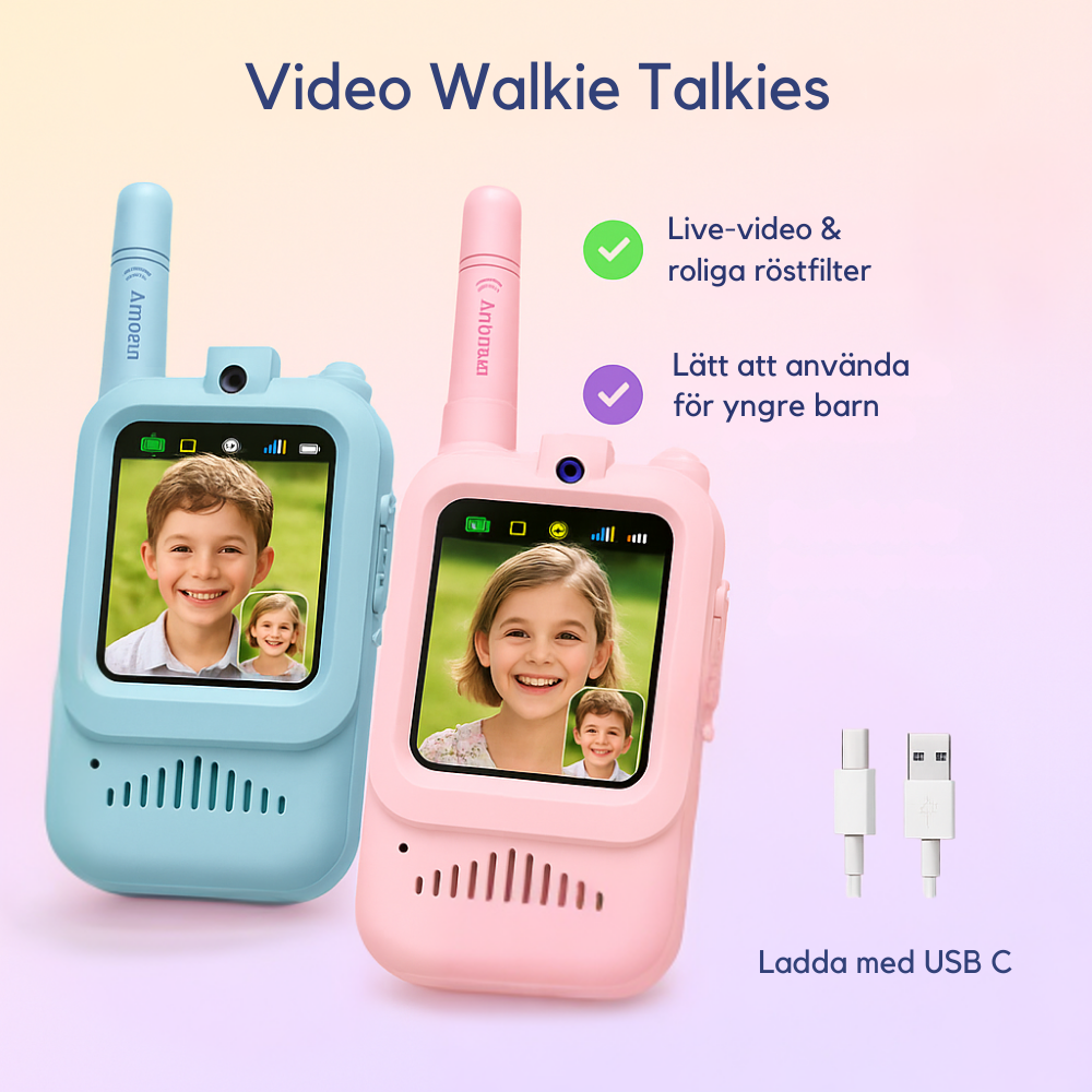 Video Walkie Talkies – med kamera & röstfilter (2-pack)
